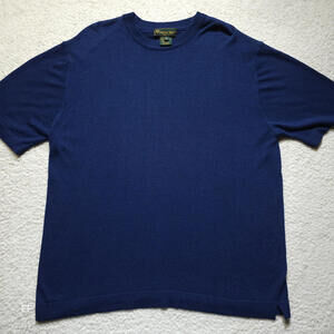 Principe Mens Short Sleeve Knit Crewneck 52 Acrylic Rayon Nylon Navy Italian
